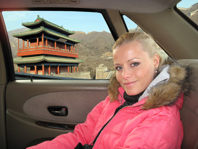 Sophie in car at Great Wall.jpg